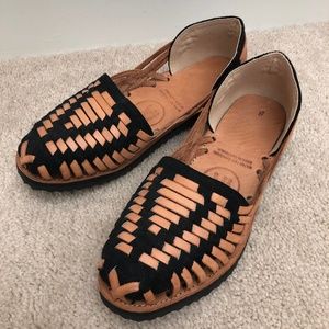 IX Guatemala Woven Leather Flat Hurache Sandals